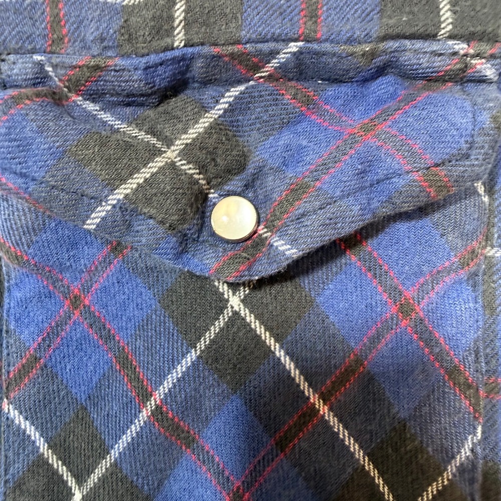 Wrangler Western Shirts Plaid Blue Long Sleeve Snap Button Pearl Snap Mens XL - Picture 5 of 11